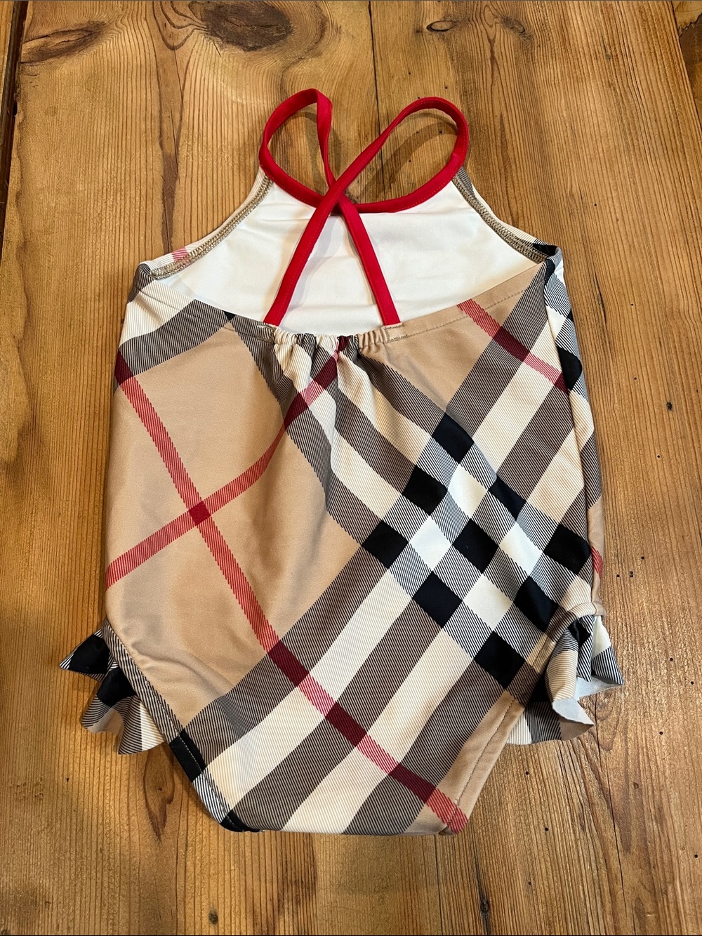 BURBERRY Children 2T Nova Check One-Piece Swim Suit Bathing Suit Ruffled